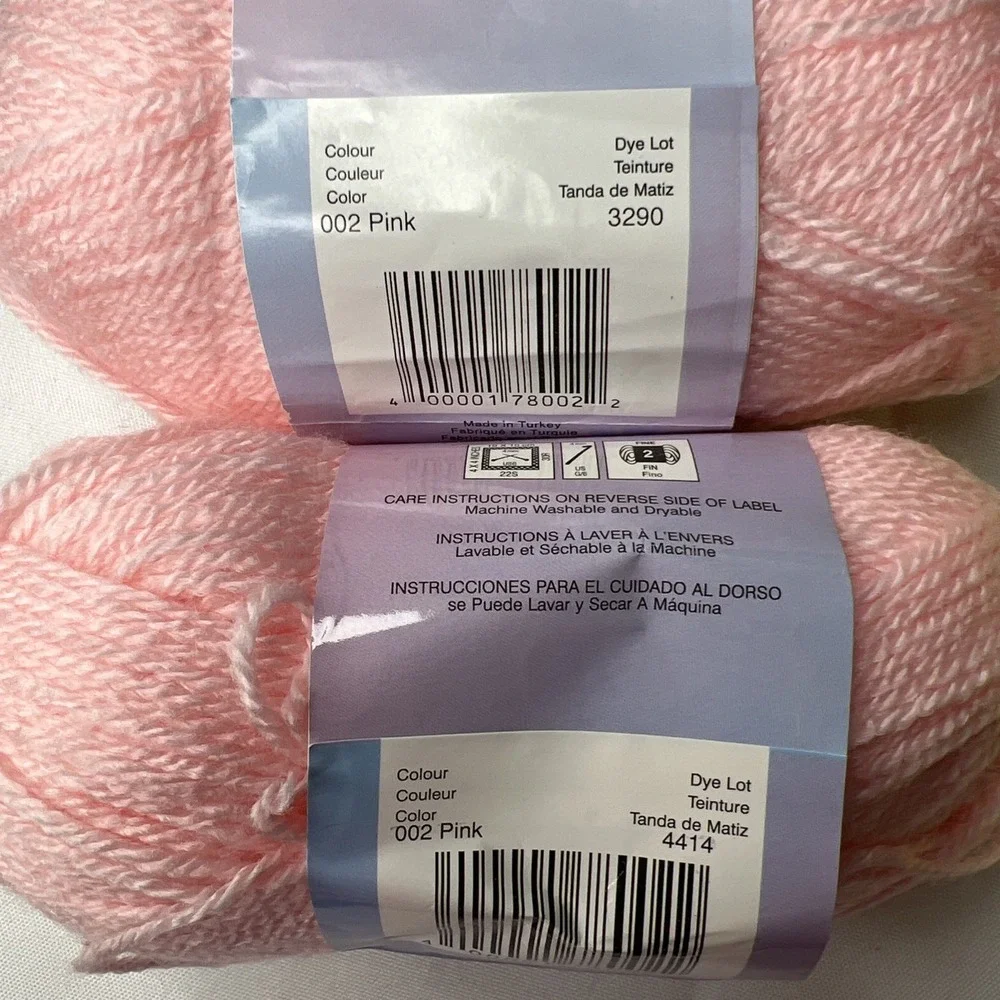 7 Mary Maxim Baby's Best Yarn Colors Blue Pink Lemon Yellow Skeins Size 2
